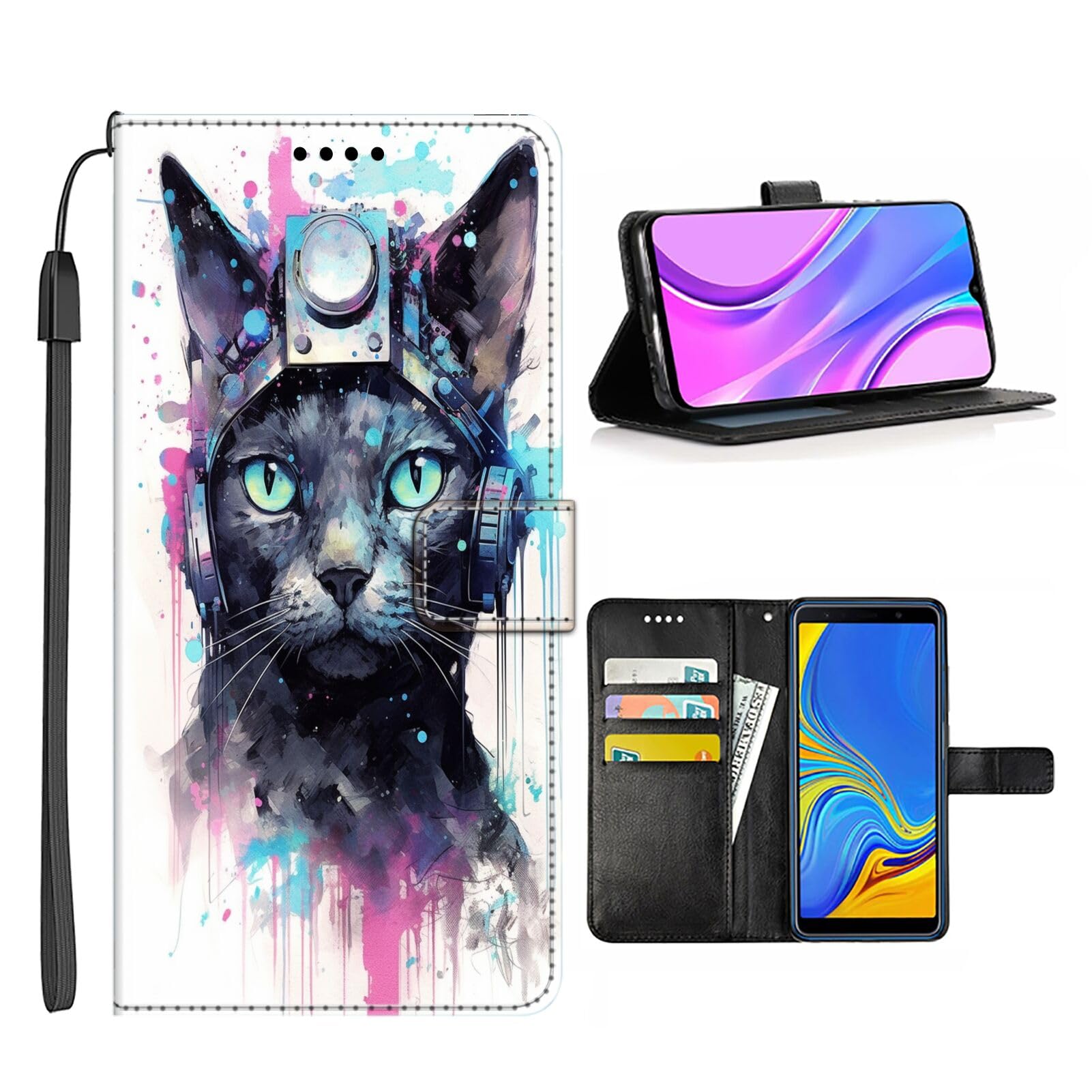 Elgzigok Wallet Phone Case for Google Pixel 3 XL with Cat Print-aa142 - Stylish and Functional PU Leather-Free Smartphone Case with Card Holder