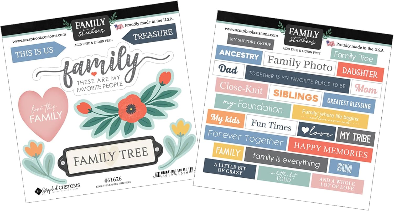 Amazon.com: Family Scrapbook Stickers - Memories Themed With Phrase ...