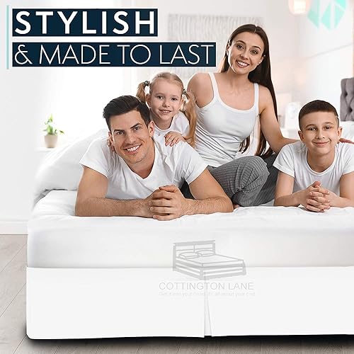 Miniatura 8 de Falda de cama plisada de lujo tamaño individual de 10 pulgadas, esquinas divididas  Hotel Luxury 1800 ultra suave a medida con volantes  Falda de