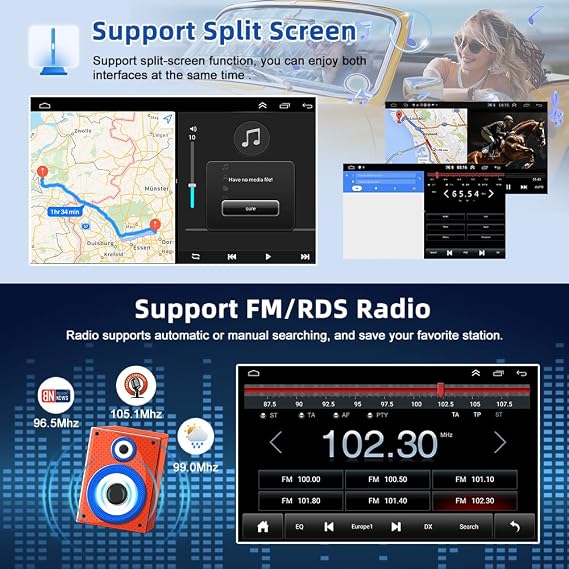 9 Inch Android 13 Car Stereo for Ford S-Max 2007-2015 Double Din IPS Touch Screen Car Radio Receiver w/Wireless Carplay and Android Auto GPS Navigation Bluetooth AHD SWC BT Backup Camera Mic, 2+32G