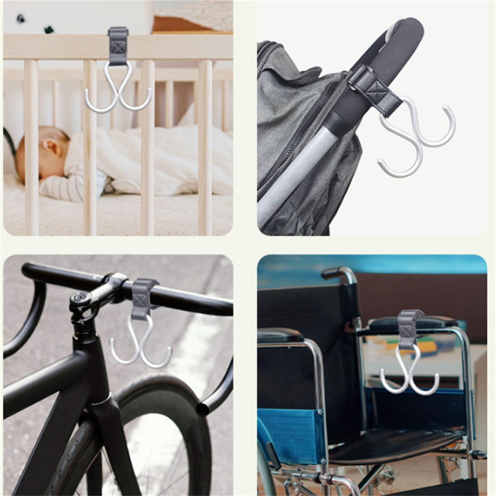 Montesy Baby Strollers Double Hook Infants Cart Organiser Pushchair Hanger Hook for Convenient Hanging Bag Accessories