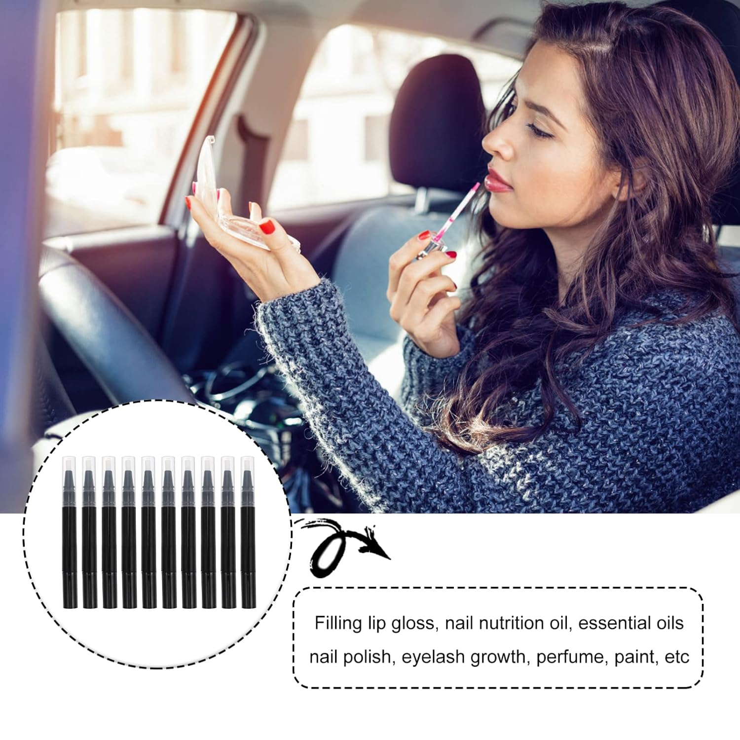 Vaguelly 10pcs Cosmetics Pen Nail Polish Empty Makeup Pen Cuticle Oil for Nails Art Oil Tube