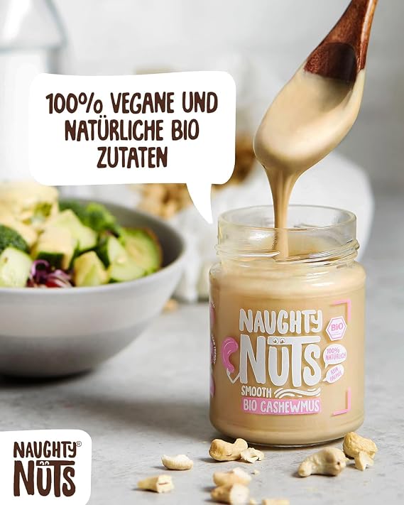 NAUGHTY NUTS Bio Cashew Butter Smooth | 100% cashew nuts | No palm oil and sugar | 100% natural and vegan | Ideal as a topping for muesli | 500g