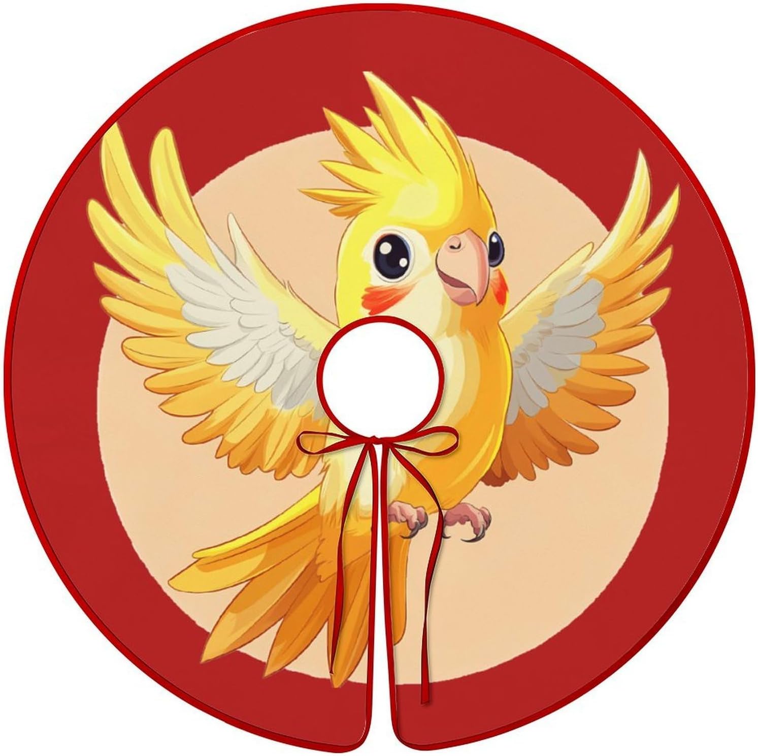 Cockatiel Bird Christmas Tree Skirt Ornaments Christmas Tree Mat for Home Party Holiday Decorations