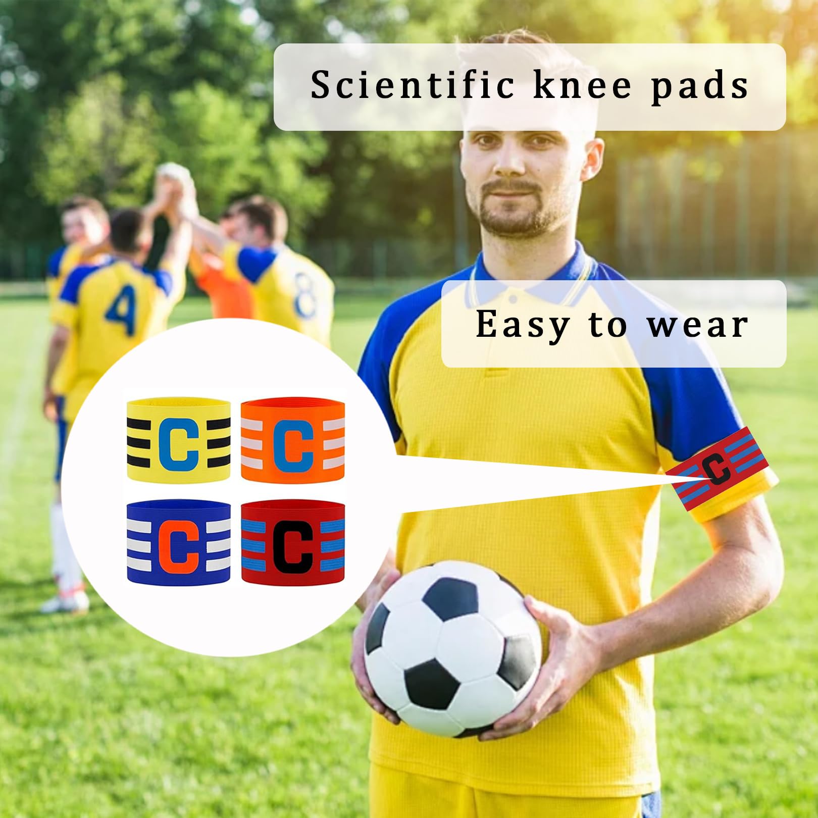 Produktbild von Sportarmband Teamkapitän 2 Stück Kapitänsbinde Kinder Gelb - Verstellbare Fußball Armbinden Kinder Kapitänsbinde Fussball