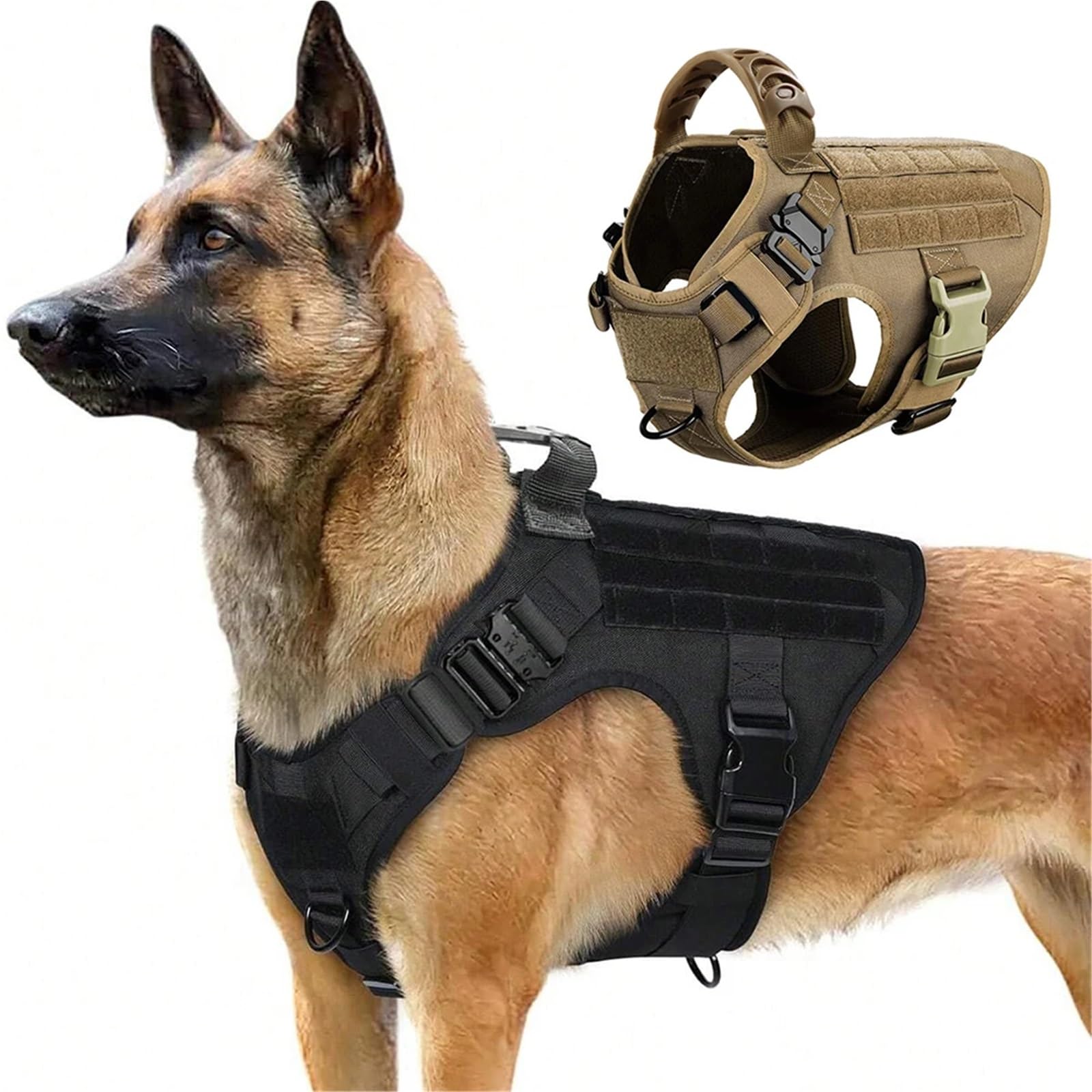 Wojskowa duża kamizelka dla psa, Shepherd Dog and Malinois, uprząż treningowa, taktyczna, średnia kamizelka dla psa, akcesoria do polowania (kamuflaż, XL)