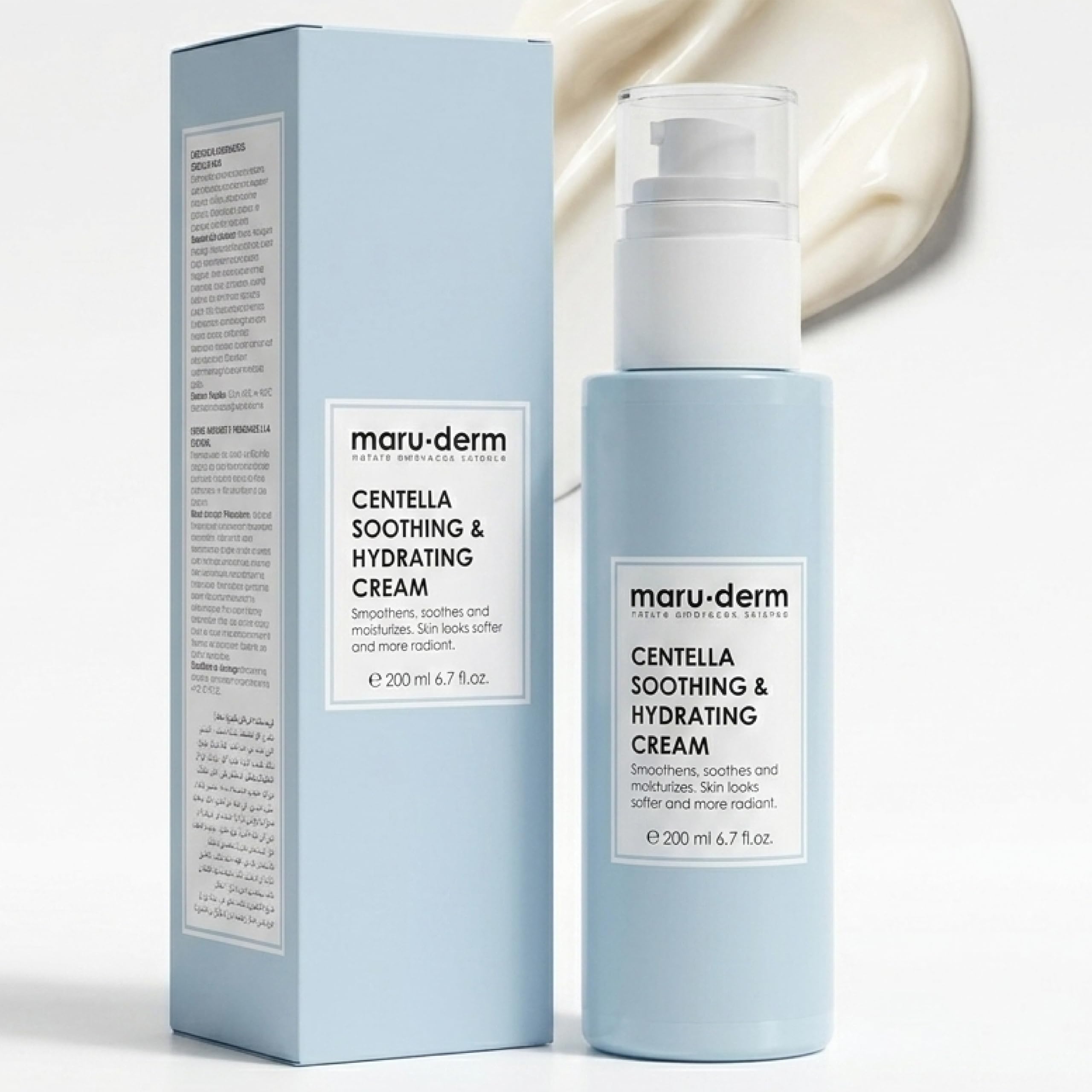 Maruderm Cica Centella Cilt Bakım Kremi – Yatıştırıcı & Nemlendirici Krem, Hassas ve Kolay Tahriş Olan Ciltler için, 200 ML