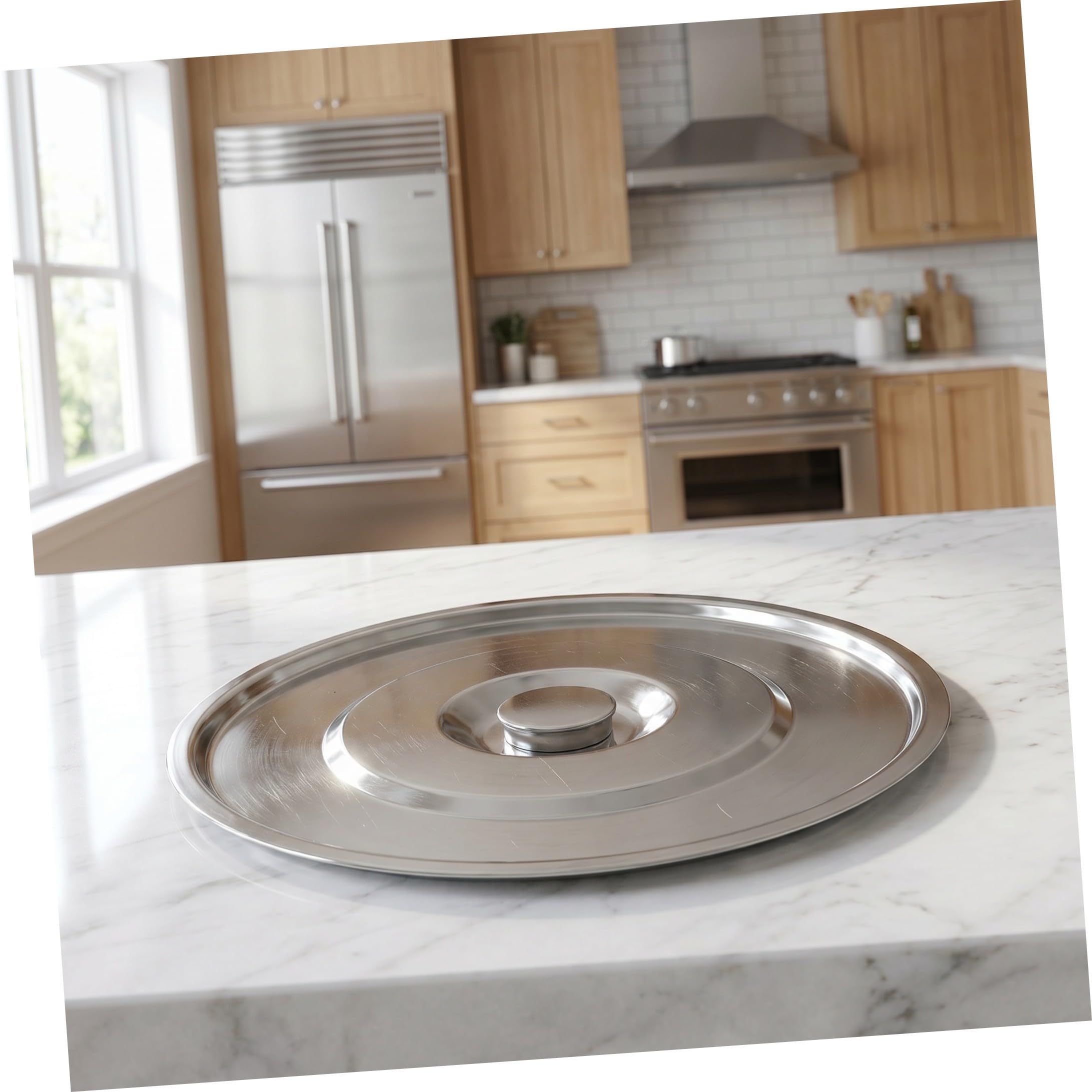 INOOMP 2 Pezzi Coperchio in Acciaio Inossidabile Spesso con Manico Sicuro, Compatibile con Pentole, per Cucine Commerciali e Uso Domestico, Colore Argento