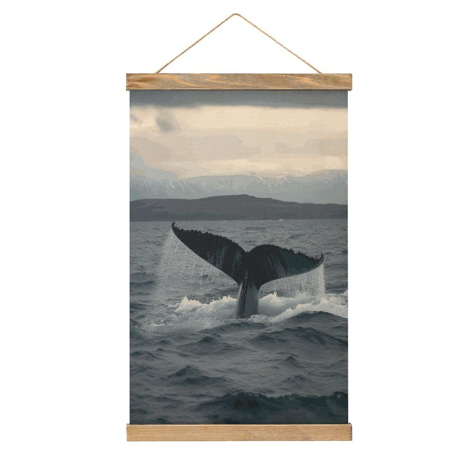 FekiLoot Humpback Whale Tail Ocean Wall Art Poster Hanger Frame Linen Wall Art Decor Vintage Hanging Poster Hanging Wall Decor Rustic Retro Wall Art Print for Living Room Decor 20.4 X 13.1Inches