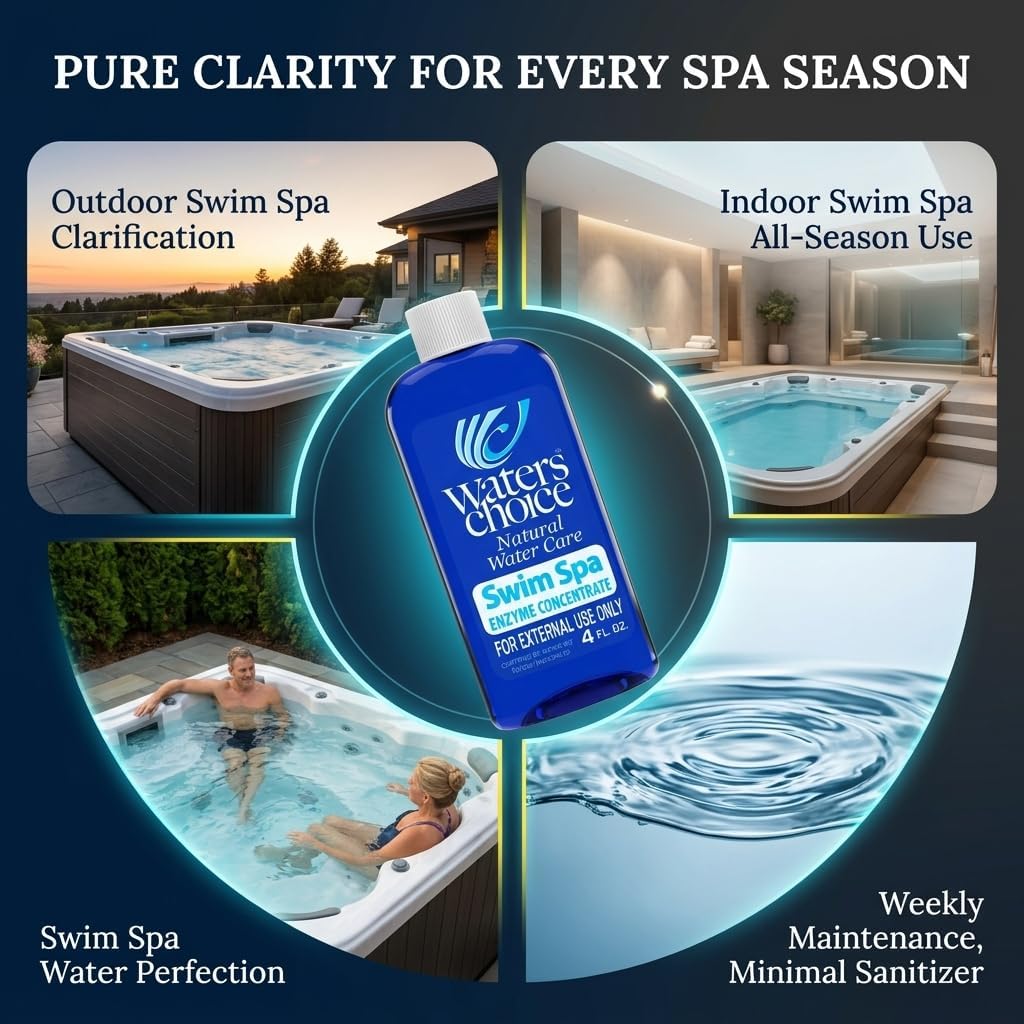 Close-up of clear swim spa water with ripples