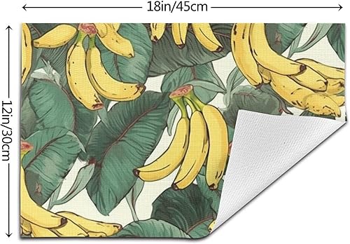 Miniatura 2 de 6 PCS PVC Placemats Set Place Mats Bananas and Leaves Seamless Non-Slip Weave Place Mats 12" x 18" Farmhouse Table Mat Set for Family Dinners