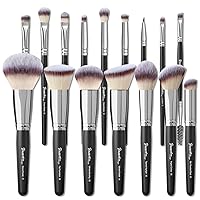 Vista 9 de Bueart Design 19 piezas Juego de brochas de maquillaje ULTRA SUAVE con etiqueta negra Incluye brocha grande para polvo, brocha plana para base