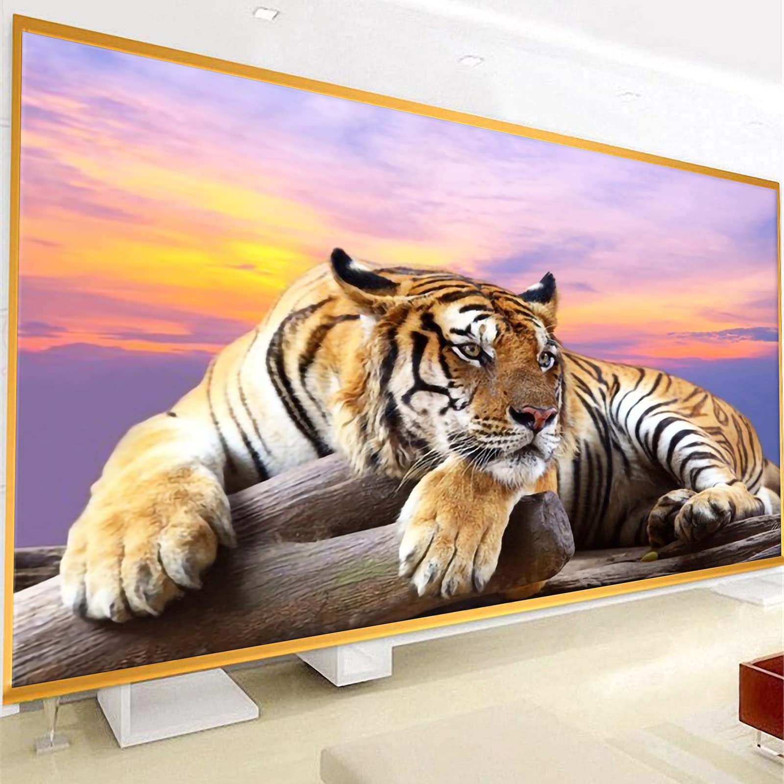Trayosin Diamond Painting Tiere 5D Diamant Painting Bilder Erwachsene Groß xxl Diamant Malerei Tiger Kits mit Diamond Painting Zubehör Als Geschsenk Und Wanddekoration Zu Hause (150x60cm)