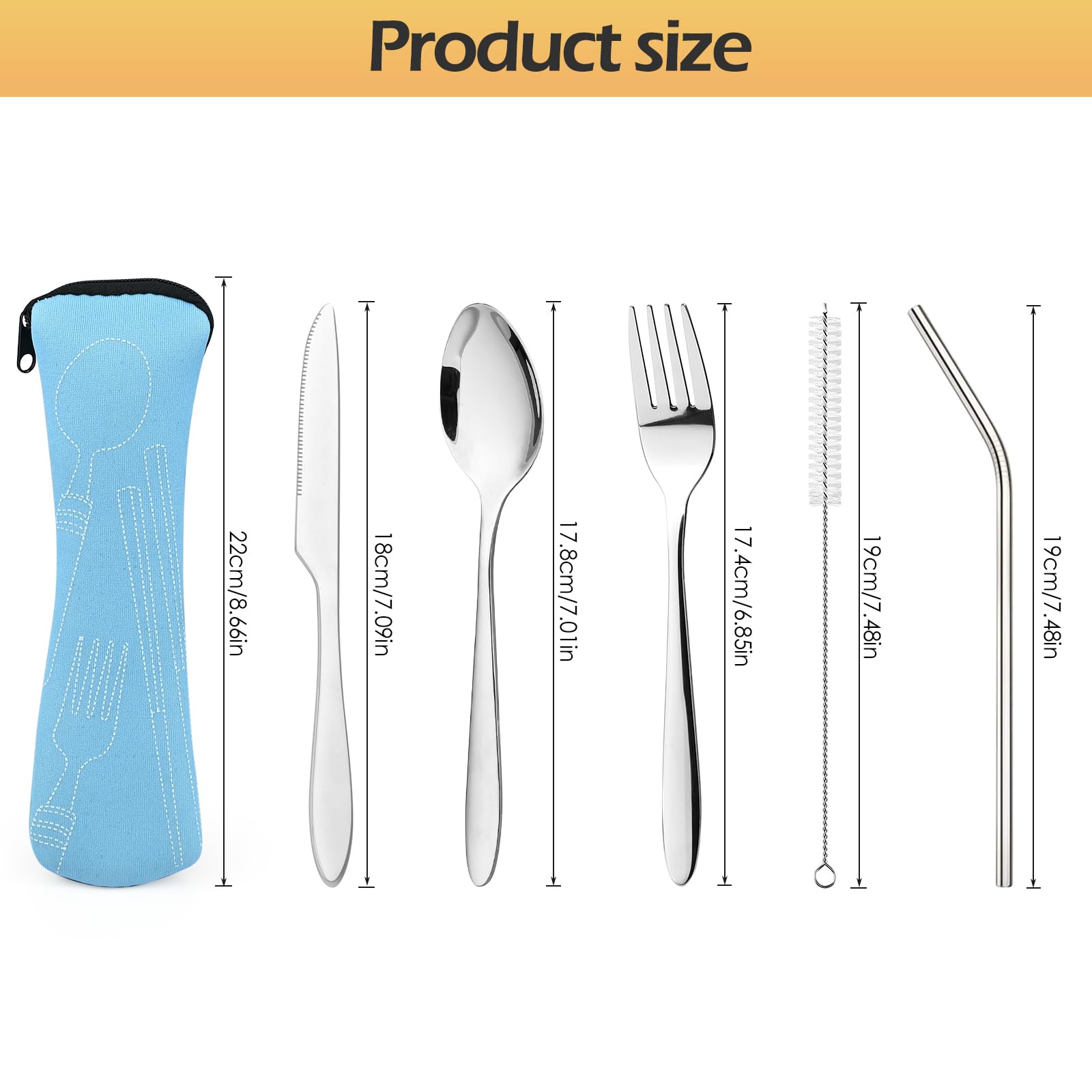 Juego de cubertería de camping, 10 unidades, acero inoxidable, con plato, cuenco, taza, tenedor, cuchara y bolsa para cubiertos, bolsa de almacenamiento, ligera para camping, senderismo y picnics
