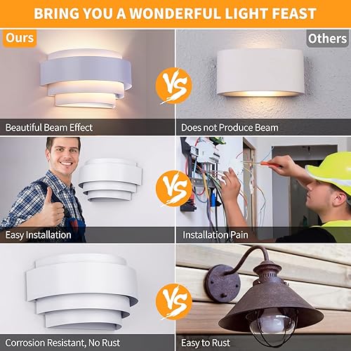 Miniatura 7 de SHANGSKY Juego de dos apliques de pared, apliques de iluminación para interiores, lámparas de pared para sala de estar, pasillo, escalera,