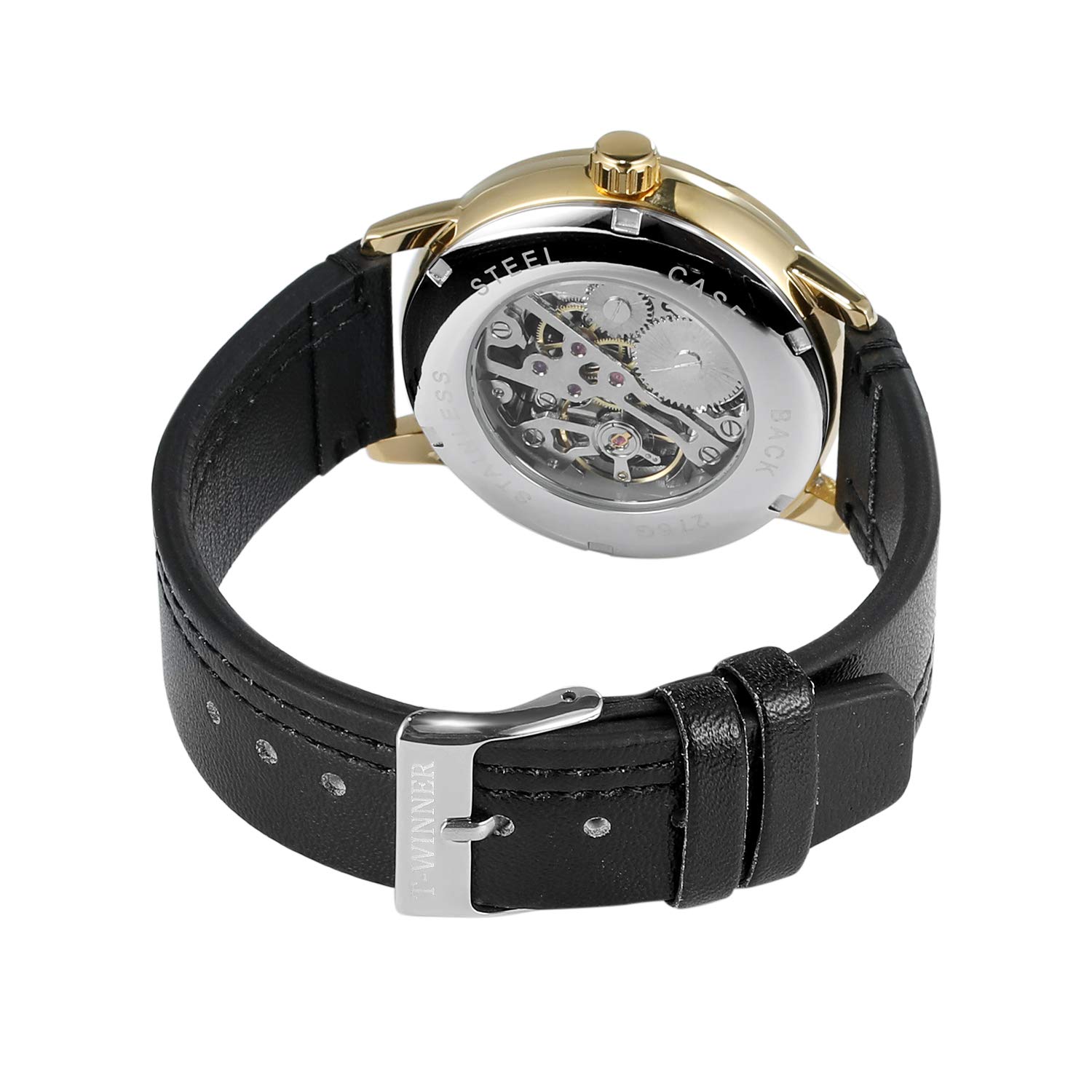 FORSINING Orologio da uomo con cinturino in pelle meccanico a carica manuale con quadrante analogico, Cinturino