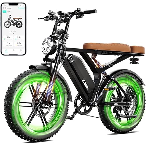 TST Electric Bike for Adults, 1500W Peak Motor E Bike with 48V 15Ah Battery, 60 Miles Range 28 MPH Electric Bicycle, 20" All-Terrain Ebike with 7 Speeds, Full Suspension
