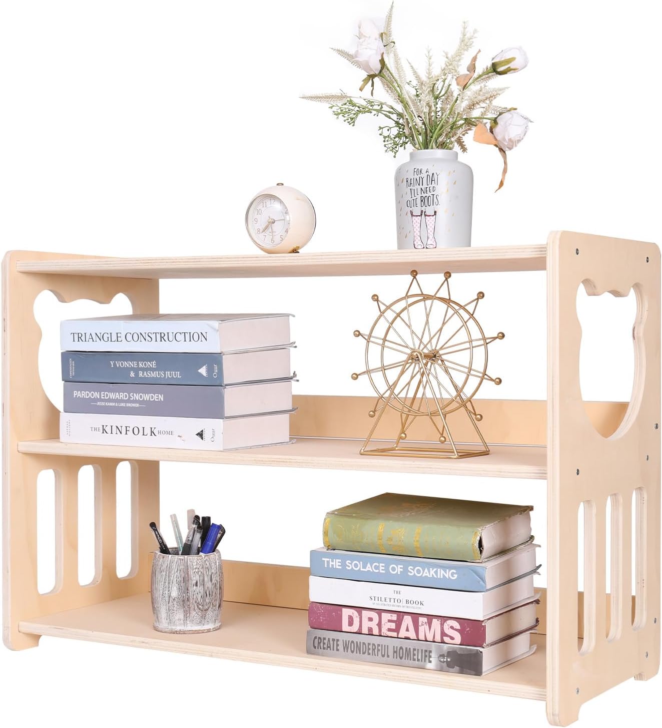 Montessori Bookshelf Toy Rack Children's Toy Storage Organizer Children's Room Bookshelf Sturdy and Safe Wooden Classroom Furniture Storage Cabinet (3Tier)