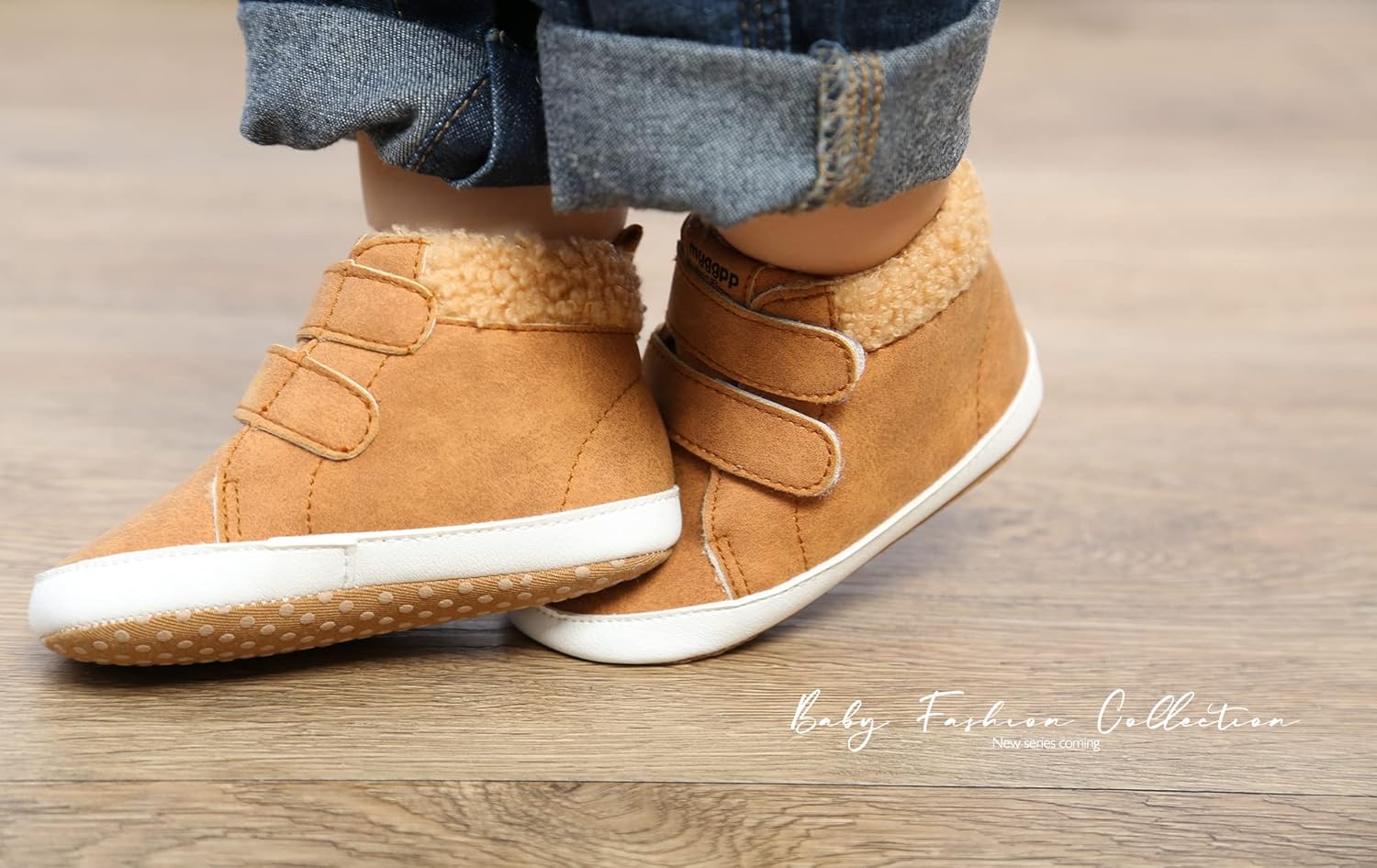 Brown HsdsBebe Baby Ankle Boots Infant Boys Girls Fleece Booties Anti-Slip Rubber Sole Sneakers Toddler Newborn Walking Crib Shoes