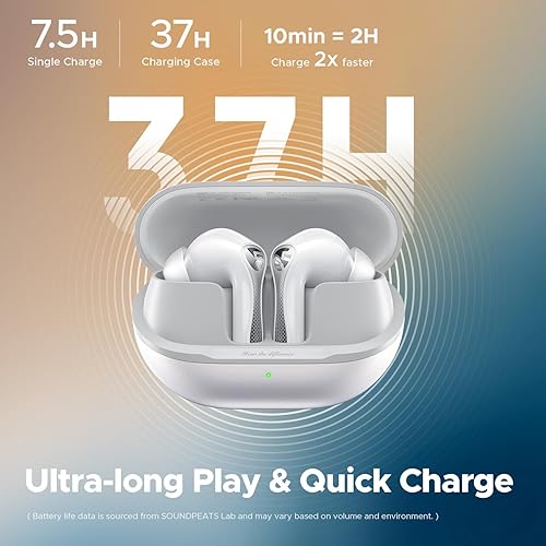 Miniatura 7 de SoundPEATS Auriculares inalámbricos Air5 Pro Hi-Res, LDAC y aptX sin pérdidas, controlador Hi-Fi de 0.394 in, sonido Snapdragon, ANC adaptativo,