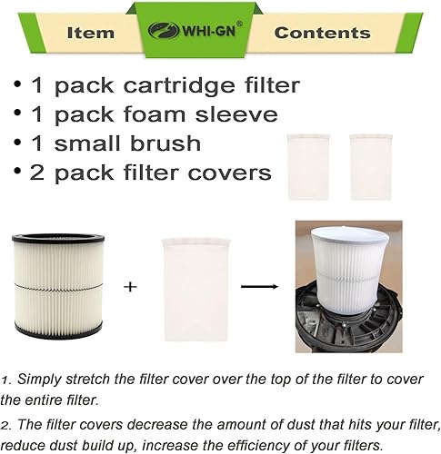Miniatura 2 de Paquete de 1 filtro de cartucho de vacío 17884 de repuesto para filtro de aspiradora Craftsman Shop 9-17884 17935 17937 17920 para aspiradoras