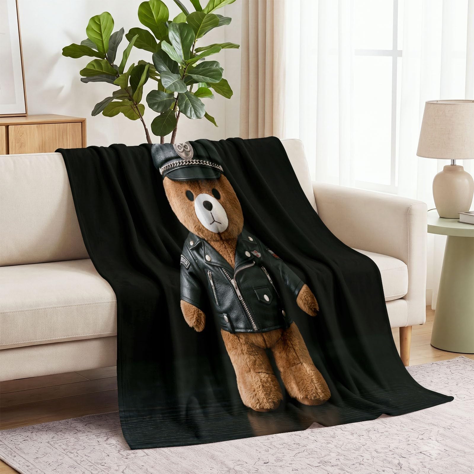 Generisch Kuscheldecke Decke 180x220 cm, Cartoon Süß Weiche Flanell Fleecedecke, Teddybär Jacke Hut Wohndecken Couchdecke Flauschig Tagesdecke Sofadecke für Bett Sofa Schlafzimmer