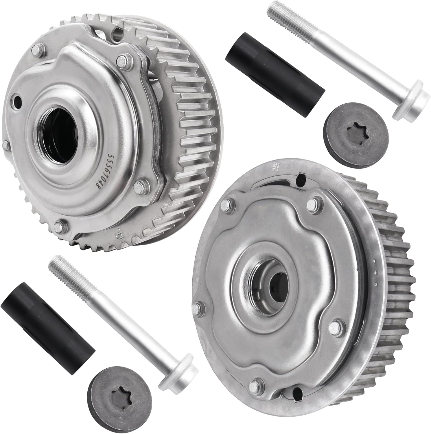 HiSport 55567048 Engine Timing Camshaft Sprocket Cam Phaser VVT Gear with Bolts Intake & Exhaust - Compatible with Chevry Aveo Aveo5 Cruze Cruze Limited Sonic G3 1.6L 1.8L - Replace 55567049