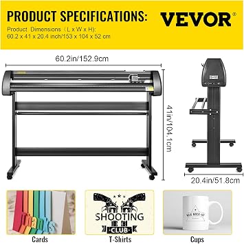 VEVOR 53 inch vinyl cutting plotter vinyl cutter plotter 1350 mm slogan cutting plotter desktop machine with software