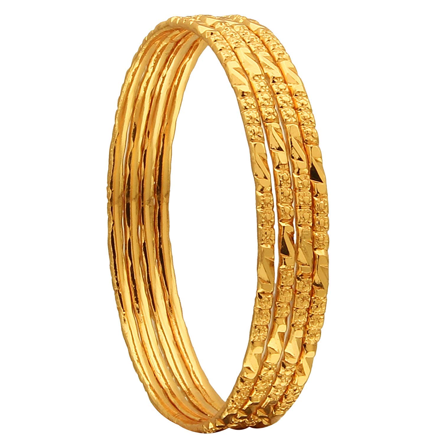 1 Gram Micro Gold Plated Traditional Designer Trendy Plain Bangles Sets for Women & Girls (2.4)