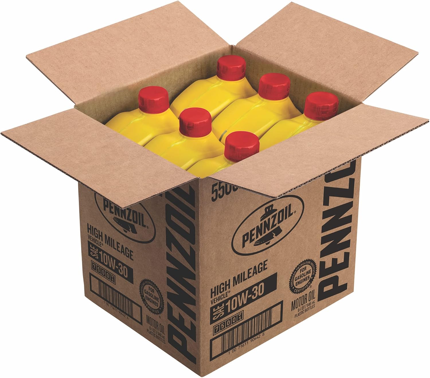 Pennzoil High Mileage Conventional 10W-30 Motor Oil for Vehicles Over 75K Miles (1-Quart, Case of 6)