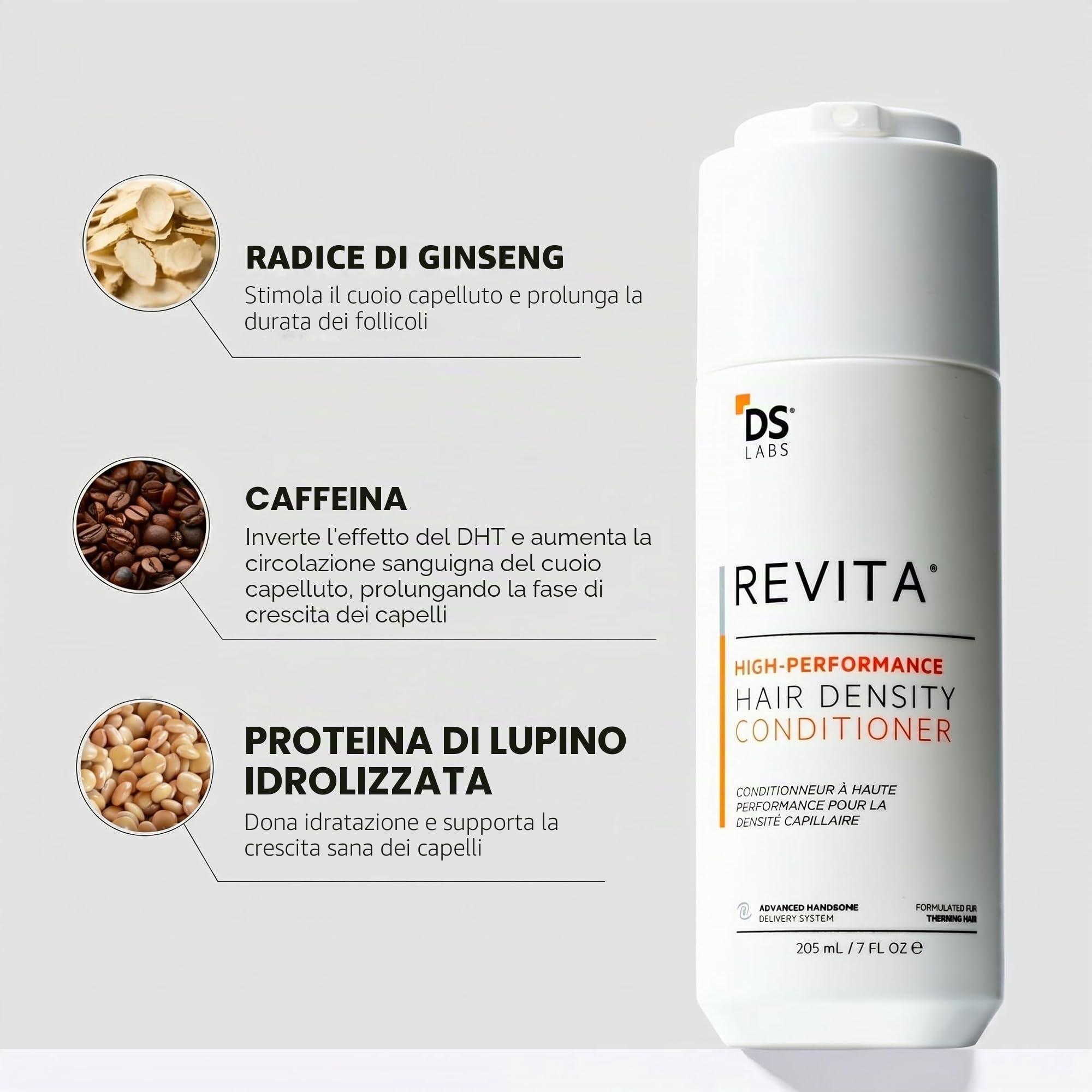 DS Labs Revita Conditioner – Balsamo ad Alte Prestazioni per la Densità dei Capelli, Rinforzante, Addensante e Volumizzante, Capelli Più Folti e dall’Aspetto più Sano, per Uomo e Donna, 205mL