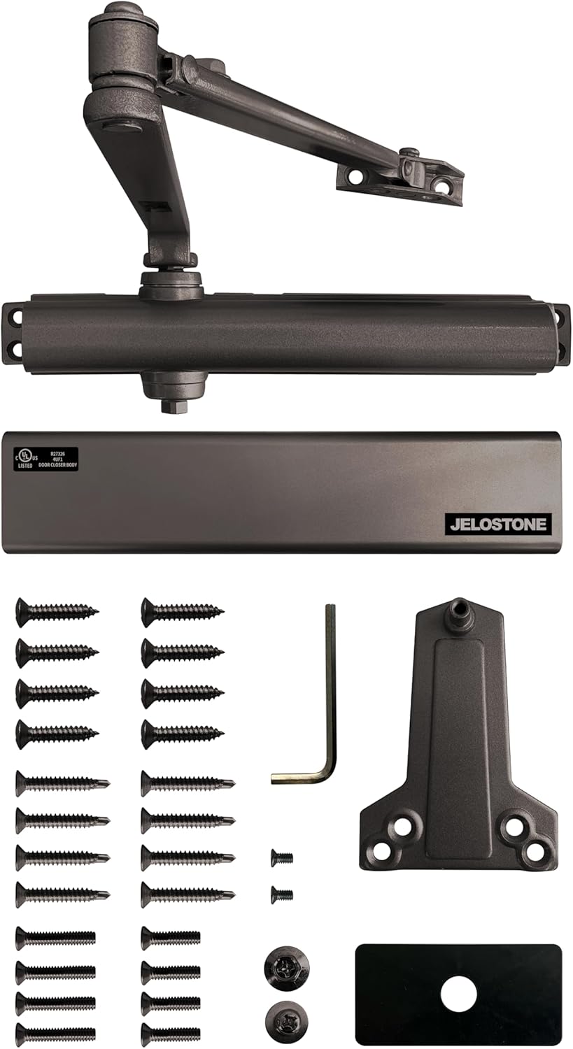 Heavy Duty, Commercial Door Closer D8000DA, ANSI Grade 1, UL 3 Hour Fire Rated, ADA Compliant, Delayed Action, Adjustable Spring Size 1-6 for Doors(44-330LB/30-60 in), Indoor/Outdoor (Bronze)