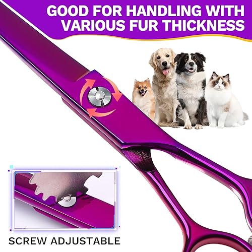 Miniatura 3 de JASON Tijera de aseo para perros de 7.5 pulgadas, tijeras profesionales curvadas hacia abajo con mango ergonómico, tijeras de acero inoxidable