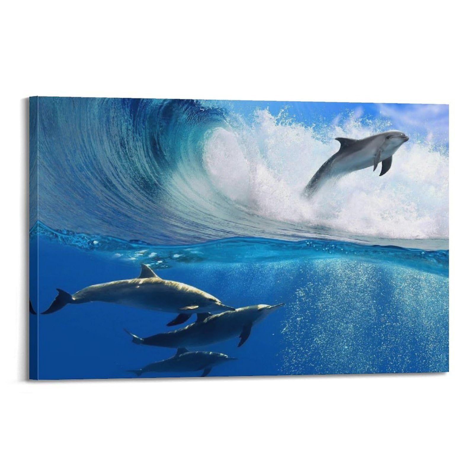 WZKTCL Beautiful Marine Life Poster Dolphin Poster Decorative Painting Canvas Wall Posters And Art Picture Print Modern Family Bedroom Decor Posters 24x36inch(60x90cm)