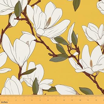 Erosebridal Magnolia Fabric by The Yard Floral Soft Not Stretchy Fabric