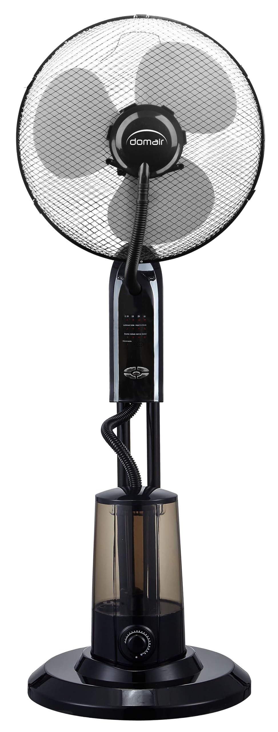 DOMAIR Ventilateur Brumisateur sur Pied avec Télécommande, Ventilateur Humidificateur Oscillant, 75 Watts, 3 Vitesses, 4 modes de ventilation, Mode Nuit, Minuterie, Diffusion de Brume, Noir