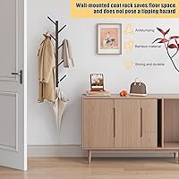 Vista 17 de Perchero vertical de bambú para pared, perchero vertical de bambú para pared, árbol, perchero, perchero flotante para sombreros, chaquetas, bolsos