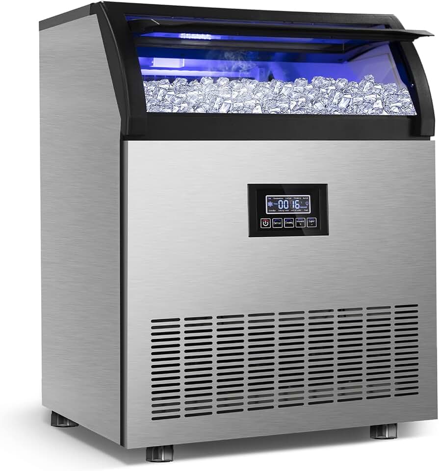 Commercial Ice Maker Machine 360LBS/24H, 77LBS Storage,126pcs Ice