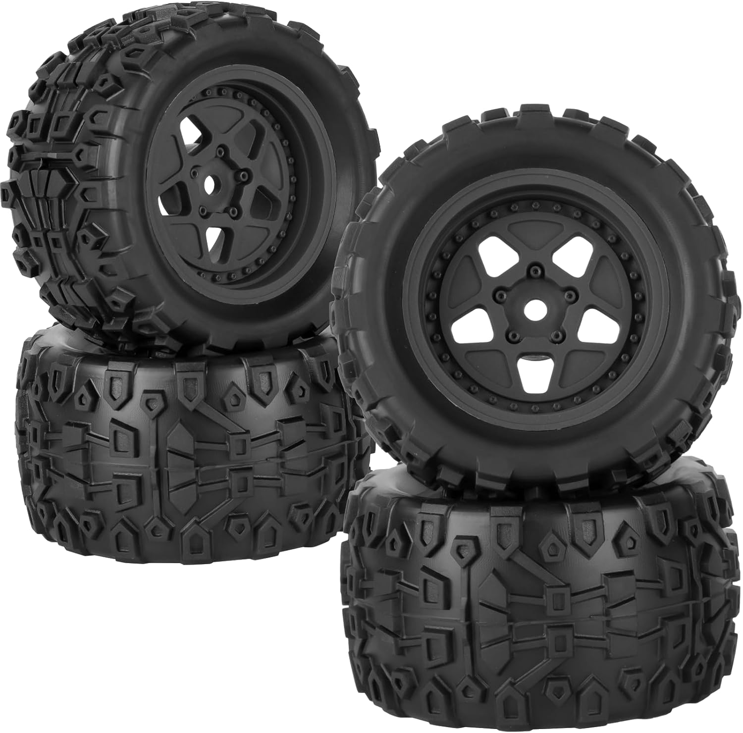 RC Wheels and Tires Truck Tires for 1/18 Typhon Granite,RC Buggy Wheel & Rubber Tire Plastic Rims for 1/18 RC Scale Car,4pcs,Black