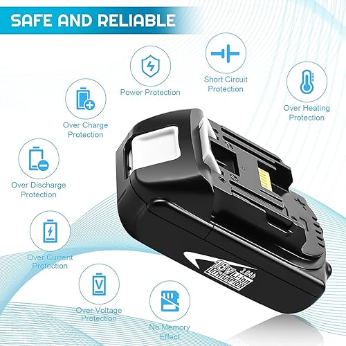 Miniatura 8 de Paquete de 2 baterías y cargador de repuesto BL1860B de 3000 mAh para Makita 18 V batería de iones de litio compatible con Makita batería de 18