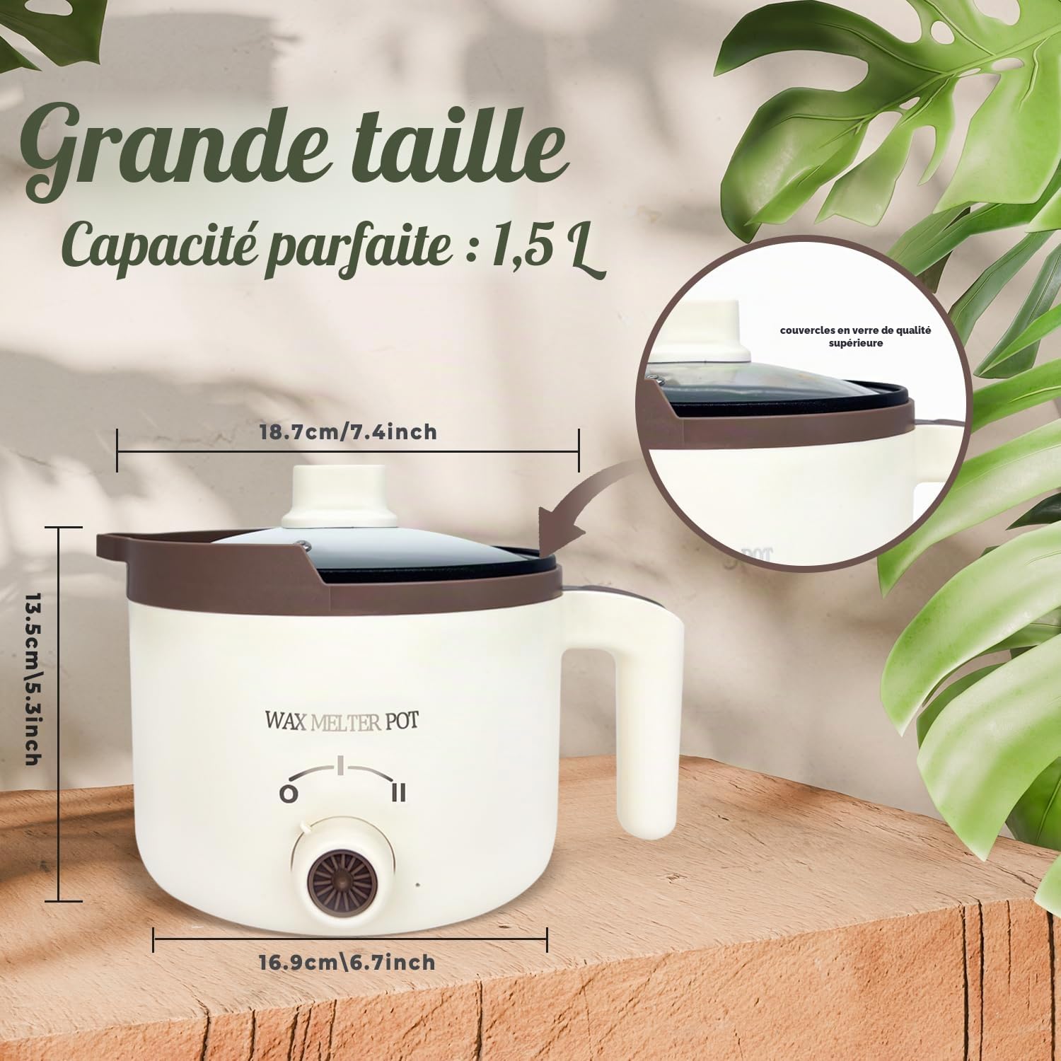 LINGQIAN Pot à cire pour bougie électrique avec bec verseur Pour la fabrication de bougies, 1.5L machine de fonte cire bougie Pour adultes(café)
