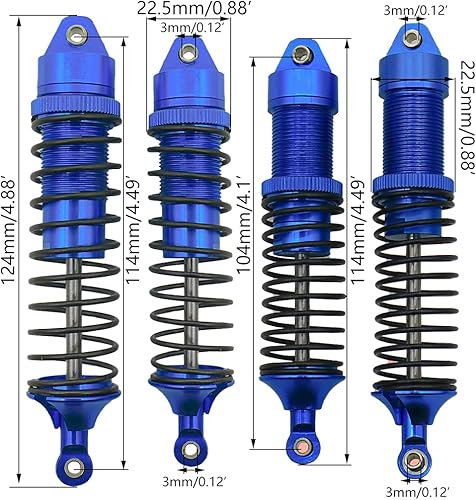 Vista 20 de RCAWD 4 amortiguadores de aleación, delanteros y traseros, compatibles con ARRMA 3S BLX, amortiguador y amortiguador para Arrma New, Old, Big Rock