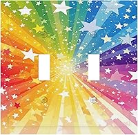 Vista 104 de Cubiertas de salida iridiscentes abstractas coloridas nubes dúplex de 1 cuadrilla, placa de cubierta de interruptor de luz arco iris, placas