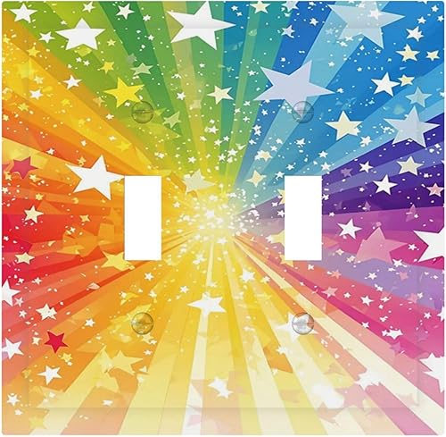 Miniatura 104 de Cubiertas de salida iridiscentes abstractas coloridas nubes dúplex de 1 cuadrilla, placa de cubierta de interruptor de luz arco iris, placas