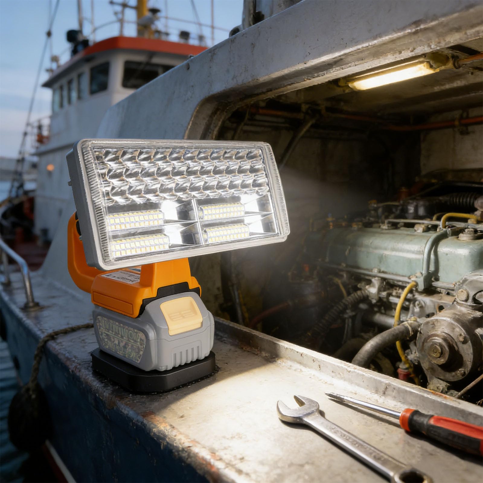 Extrem helle viertausendzweihundert Licht LED Arbeit mit DREI Lichteinstellungen, USB Ladeanschluss und Metall, aus Metall