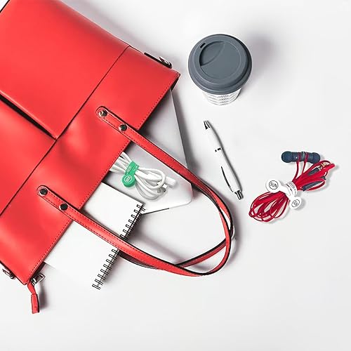 Miniatura 8 de SUNFICON 10 clips magnéticos para cables, 50 unidades, calcomanías brillantes de Navidad, clips de cable multicolor, correas de silicona,