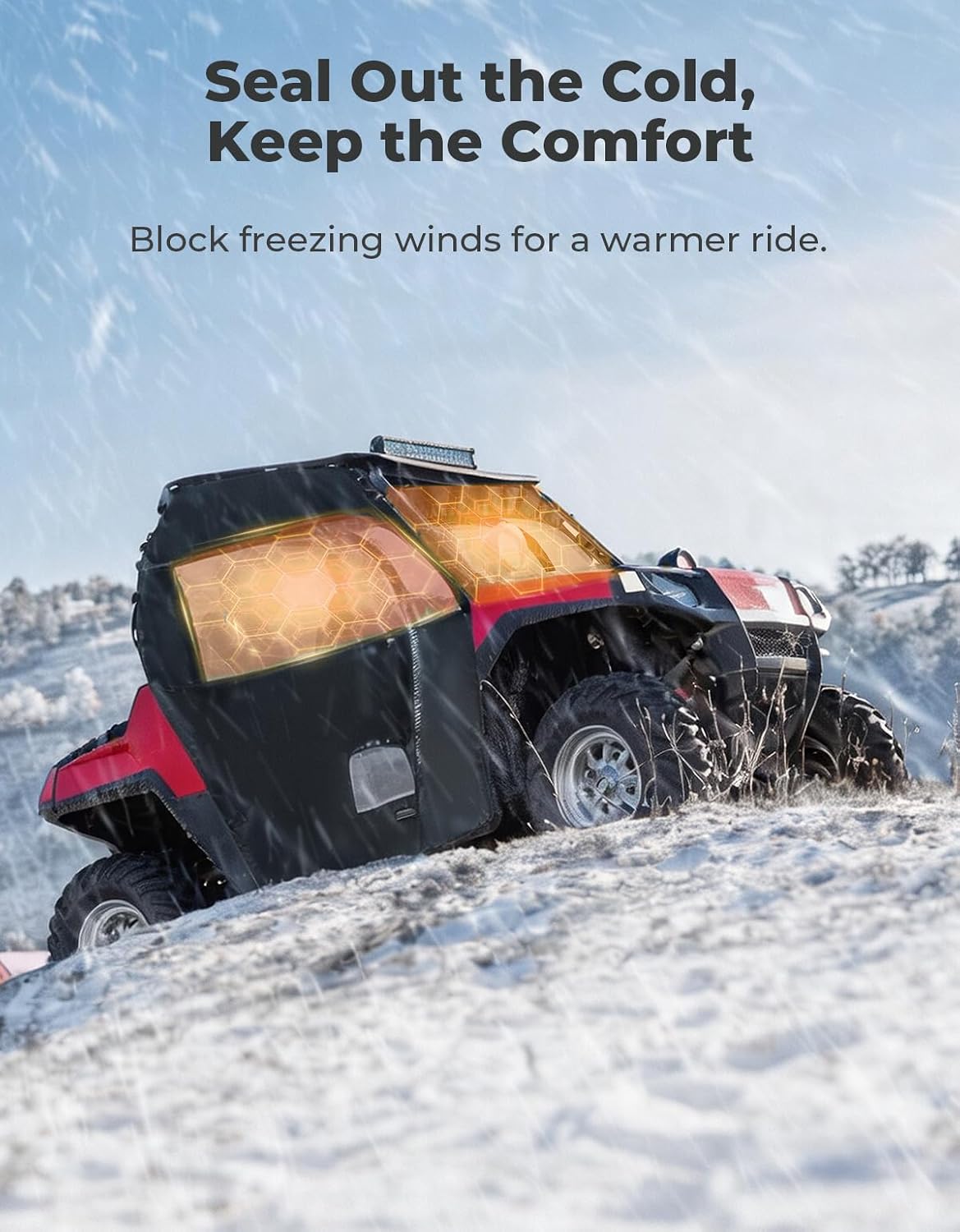 KEMIMOTO YKK Zippers UTV Cab Enclosure Soft Doors Fits Windshields