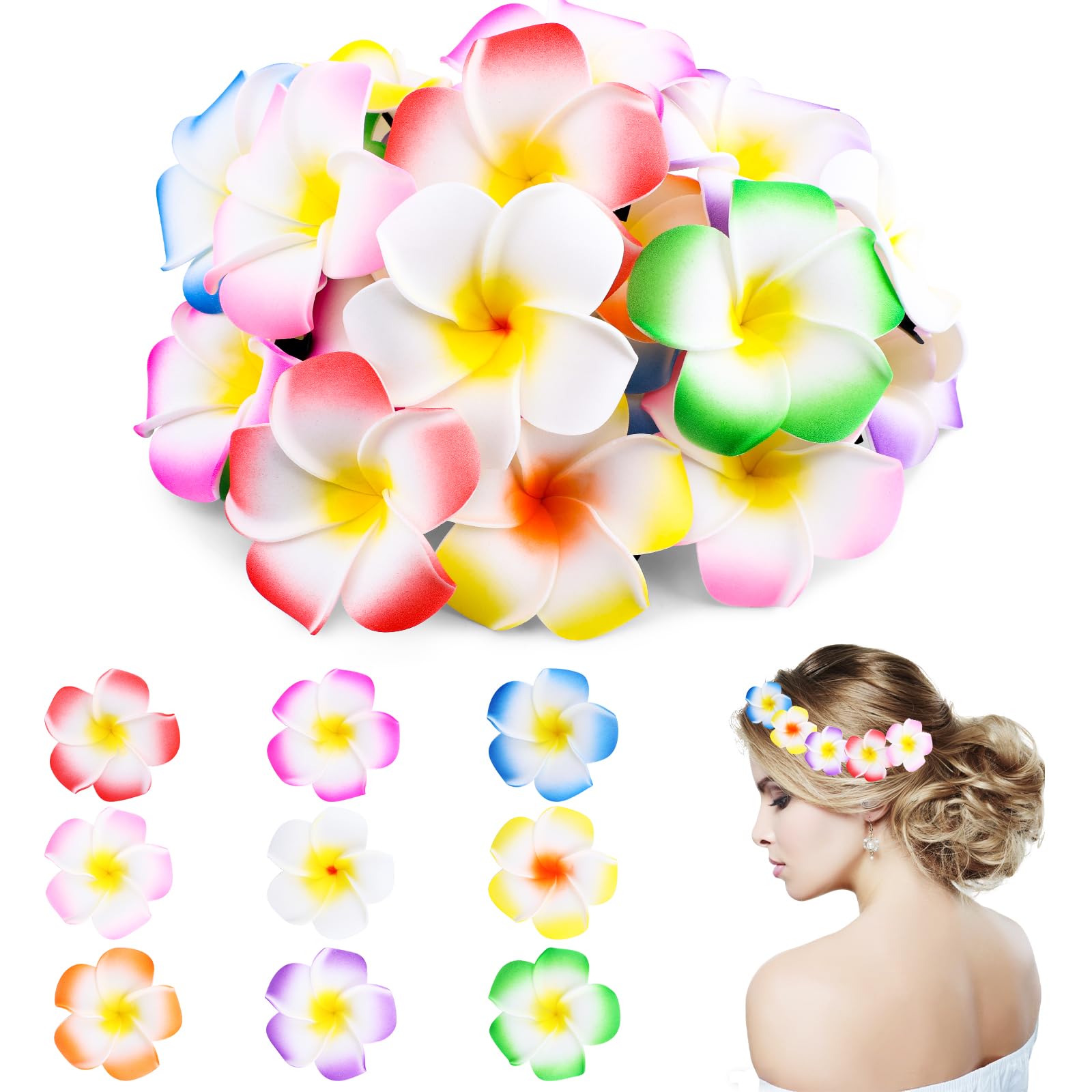 27 Pack Hawaiian Tropical Flower Hair Clip for Party Decorations Favors