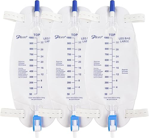 Miniatura 2 de Bolsa de drenaje urinario de fácil toque, 33.8 fl oz, válvula antirreflujo, correas de tela, drenaje fácil de girar (paquete de 3)