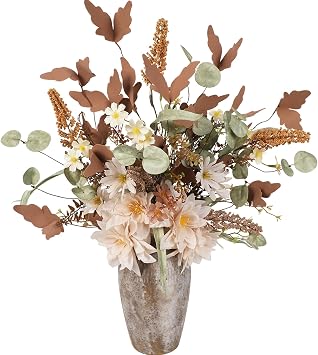 4 Pcs Fake Flowers Bouquet Artificial Fall Floral with Wildflowers